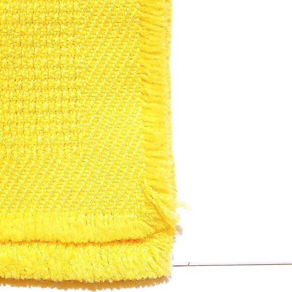 Vintage Table Placemats 4 Vibrant Yellow Acrylic Yarn Woven Fringed 16x13" Mats - Picture 5 of 8